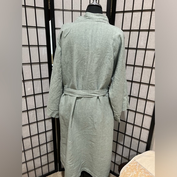 Busatti SAGE GREEN Linen KIMONO BATH ROBE MADE IN ITALY, SIZE S - Picture 7 of 9